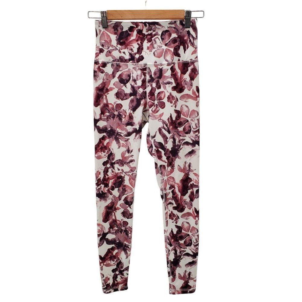 Balance Collection Womens Pink Floral Athletic Leggings Pants Sz S Yoga Workout